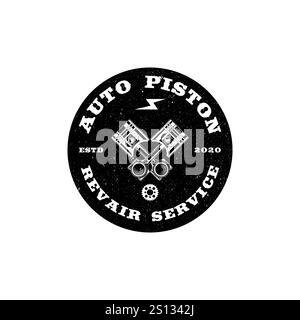 Vintage piston motorcycle workshop logo Stock Vector