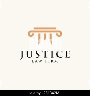 justice law logo design template. attorney logo with pillar shape illustration Stock Vector
