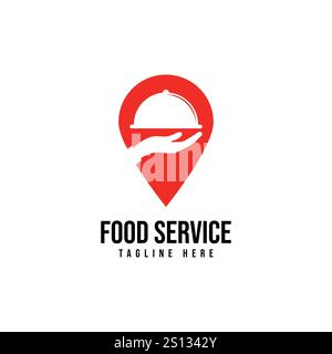 Local food delivery logo template design. meal dish icon. Restaurant deliver emblem. Catering company services sign. Vector illustration. Stock Vector
