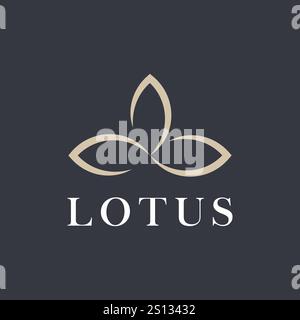 Lotus Flower Logo abstract Beauty Spa salon Cosmetics brand Linear. Looped Leaf Logotype vector design Luxury Fashion Template. Stock Vector