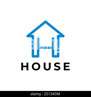 H logo with real estate house building roof and windows icon Stock Vector