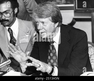 Governor Jimmy Carter (Democrat of Georgia), a candidate for the 1976 Democratic Party nomination for President of the United States, appears at an event in Washington, DC on May 7, 1976.Credit: Arnie Sachs / CNP / MediaPunch Stock Photo