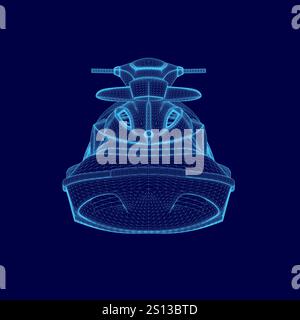 Blue jet ski is shown in a stylized, 3D form. The jet ski is a small, compact model with a sleek design. The blue color of the jet ski gives it a sens Stock Vector