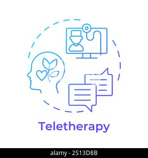 Teletherapy blue gradient concept icon Stock Vector
