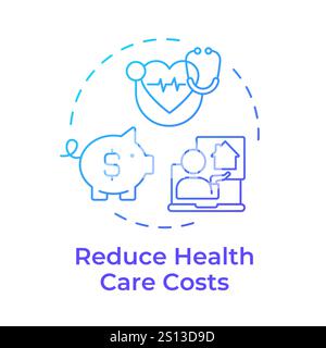 Reduce health care costs blue gradient concept icon Stock Vector