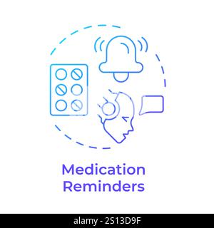 Medication reminders blue gradient concept icon Stock Vector