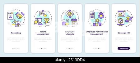 HR process onboarding mobile app screen Stock Vector