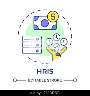 HRMS multi color concept icon Stock Vector
