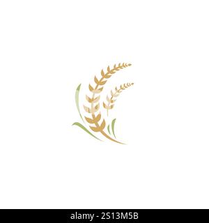 Rice Plant Logo Vector. Rice Icon. Wheat Logo Stock Vector