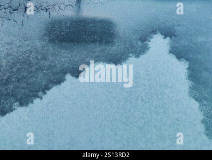 Frozen Perspective: Rear View in Winter's Grip. Abstract Iceberg Mountain. Stock Photo