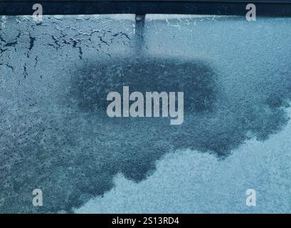 Frozen Perspective: Rear View in Winter's Grip. Abstract Iceberg Mountain. Stock Photo