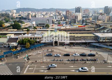 Aerial view of hsinchu city in front of the Hsinchu Station in Taiwan Stock Photo