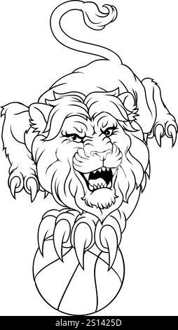 Lion Basketball Animal Sports Team Mascot Stock Vector