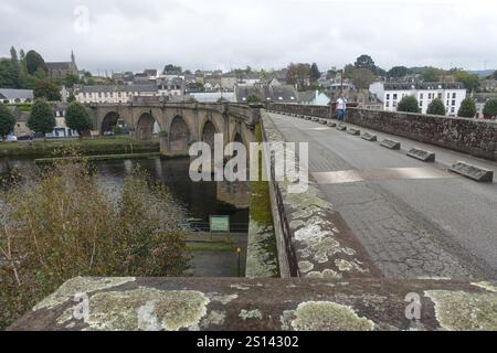 bridge over the river Aulne, France, Brittany, Finistere, Chateaulin Stock Photo