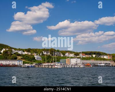 Marina in harbour and coastline of Sassnitz on Rügen island, Mecklenburg-Vorpommern, Germany Stock Photo