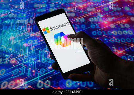 Brussels, Belgium. 30th Dec, 2024. The Microsoft logo is being displayed on a mobile screen, in this photo illustration.Taken in Brussels, Belgium, On 30 December 2024. (Jonathan Raa/Sipa USA) *** Strictly for editorial news purposes only *** Credit: Sipa USA/Ģ����ý Live News Stock Photo