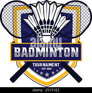 Badminton tournament logo design. Badminton logo concept. Badminton club logo template, Abstract sport design vector illustration EPS 10. Stock Vector