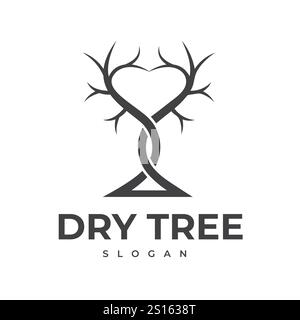 Dead Tree Illustration Logo Design, Global Warming, Vector Icon Stock Vector
