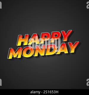 Happy monday text effect design with super bold fonts good for social media Stock Vector