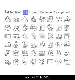Human resource management linear icons set Stock Vector