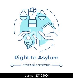 Asylum right soft blue concept icon Stock Vector