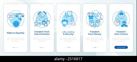 Social freedom rights blue onboarding mobile app screen Stock Vector