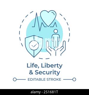 Life, liberty and security soft blue concept icon Stock Vector