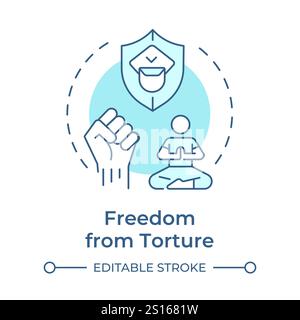 Torture freedom soft blue concept icon Stock Vector