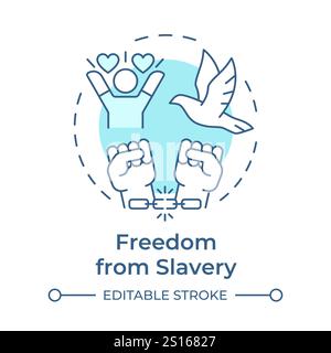 Slavery freedom soft blue concept icon Stock Vector