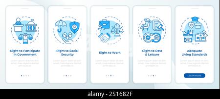 Government regulation rights blue onboarding mobile app screen Stock Vector