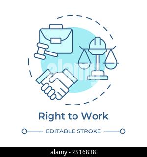 Right to work soft blue concept icon Stock Vector