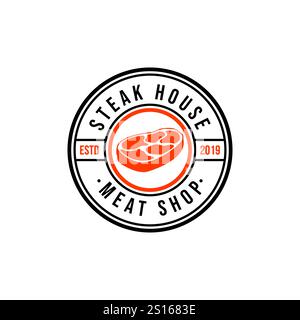 Steak House or Butcher Shop Vintage Typographic Labels, Emblems, Logo Templates. Stock Vector