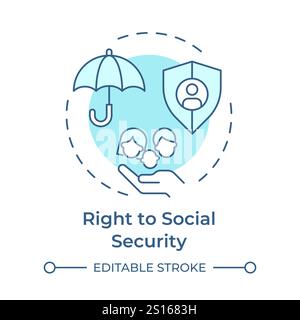 Social security right soft blue concept icon Stock Vector