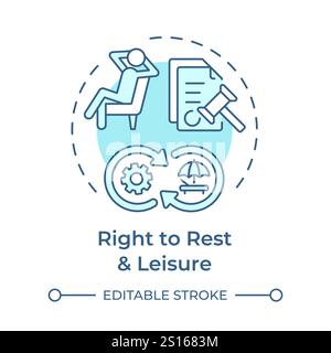 Right to rest and leisure soft blue concept icon Stock Vector