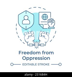 Oppression freedom soft blue concept icon Stock Vector