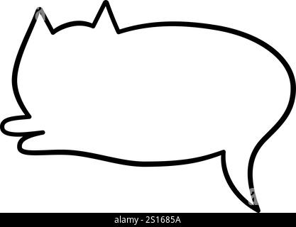 Cat pet speech bubble. Empty cute frame with tail. Hand drawn sketch doodle line animal frame design. Cat cute talk speech bubble. Kitty border Stock Vector