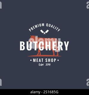 Butchery or meat shop vintage logo template. Stock Vector
