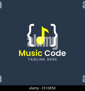 Music Code software company logo template design. Vector illustration. Stock Vector