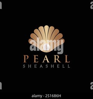 Luxury Pearl Shell Jewelry logo design template. Creative jawelry logo design inspiration. can be used as symbols, brand identity, company logo, icons Stock Vector