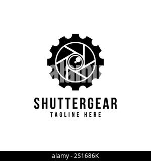 gear with shutter camera logo vector icon design illustration Stock Vector