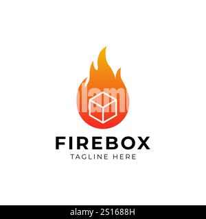 Fire box logo design template Stock Vector