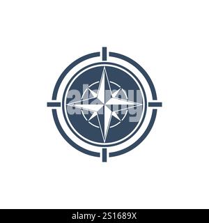 target with compass icon logo vector vintage illustration design Stock Vector