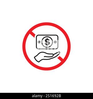 no corruption icon with red forbidden sign Stock Vector