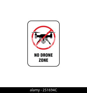 no drone zone sign illustration vector, no drone allowed symbol Stock Vector