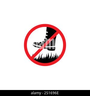 no stepping on grass warning sign Stock Vector