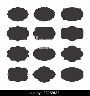 set of simple assorted blank oval shape design Stock Vector