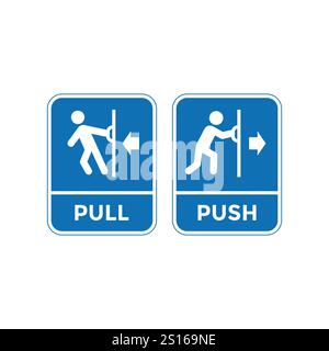 push and pull sign template vector, door sign Stock Vector