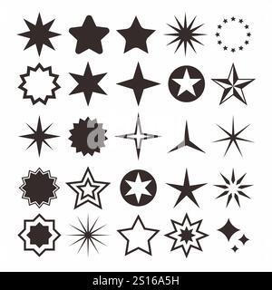set of simple assorted star shape design Stock Vector