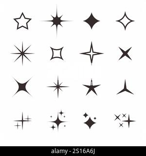 set of simple assorted star shape design Stock Vector