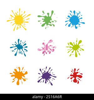 set of colorful splash splatter vector element Stock Vector